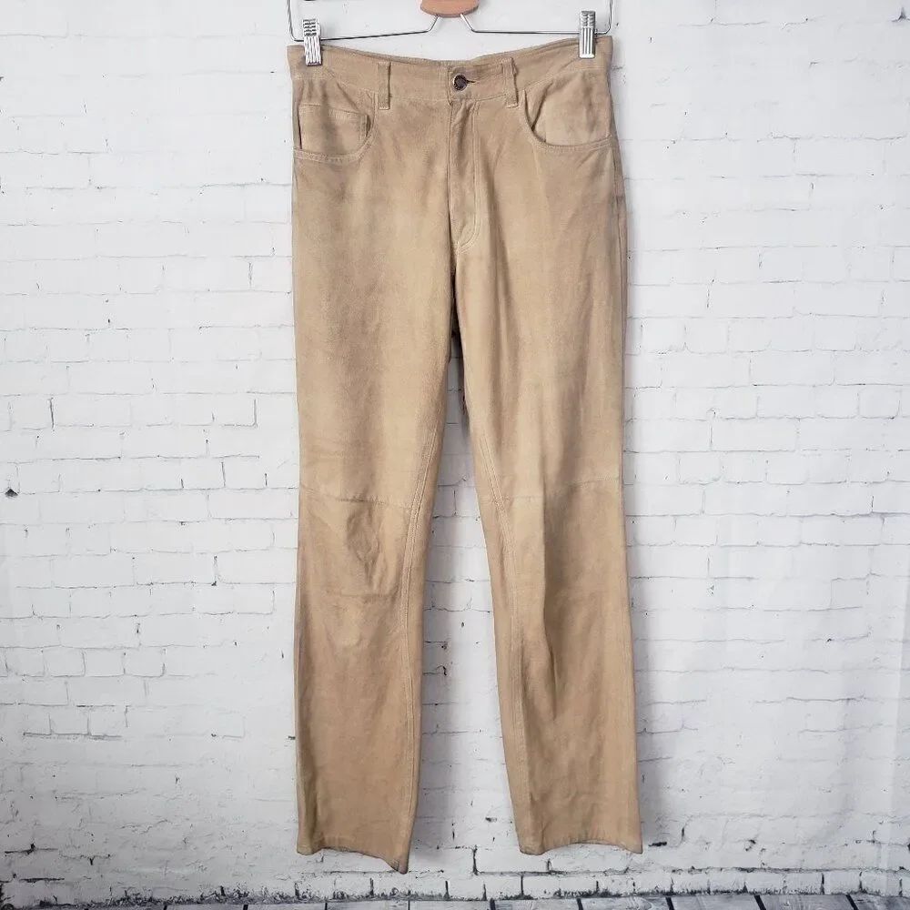 Ralph Lauren Collection Classics Black Label Suede Pants Size 4 Vintage Tan